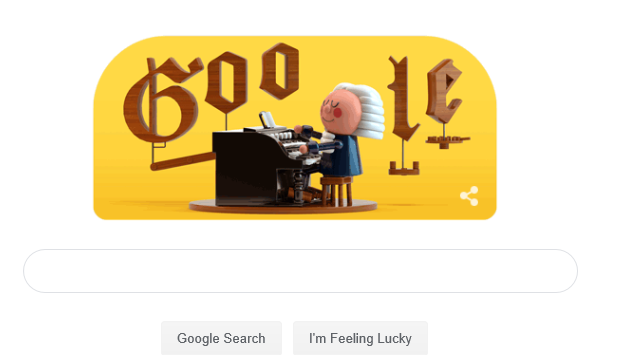 Google  เปลี่ยนโลโก้ doodle  เป็นวันเฉลิมฉลอง Johann Sebastian Bach  โยฮัน เซบัสทีอัน บัค นักคีตกวี นักออร์แกนชาวเยอรมัน