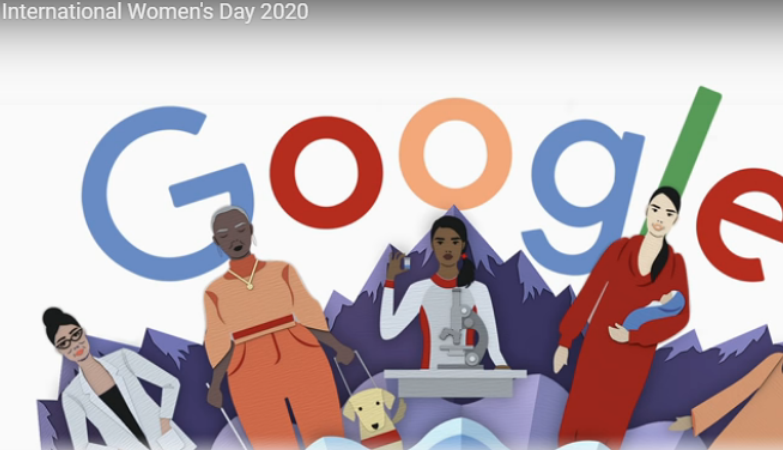 Google ฉลอง international women's day วันสตรีสากลปี 2020  เปลี่ยนเป็นภาพวิดีโอ Google Doodle ( มีคลิป )