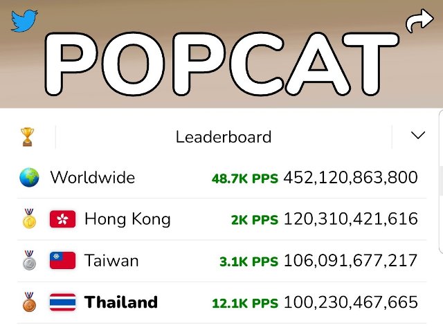 เกม popcap แมว เกม popcap ฮ่องกง #POPCATHongKong คว้าชัยชนะ ไต้หวัน ไทย  #POPCATTAIWAN #popcatthailand แพ้